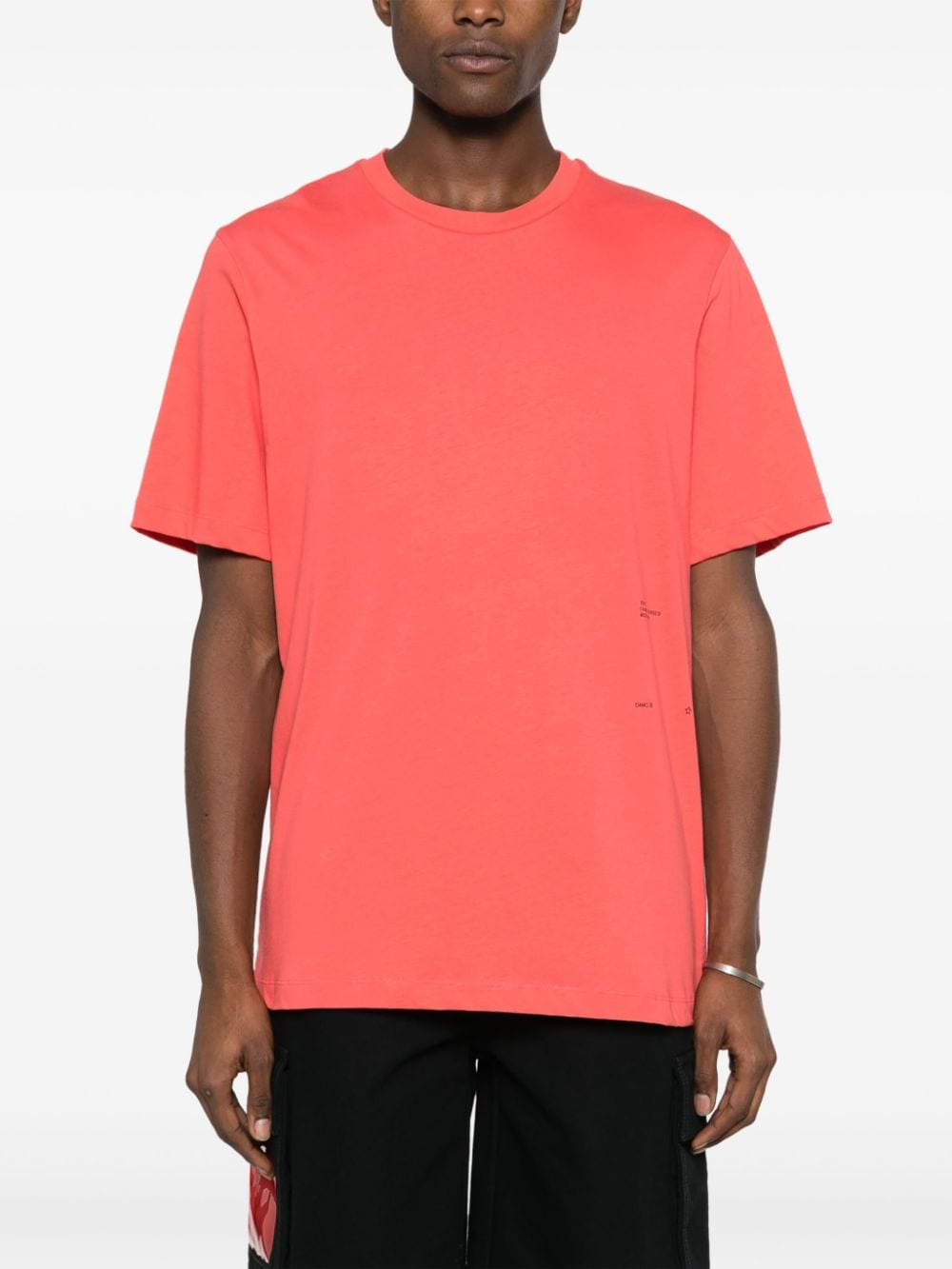 Shop Oamc Graphic-patch Cotton T-shirt In Orange