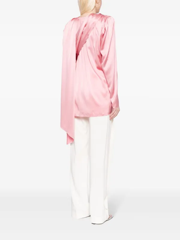MAGDA BUTRYM 811722PINK 関税送料込 Magda Butrym long-sleeve Draped Silk Blouse | Pink | FARFETCH