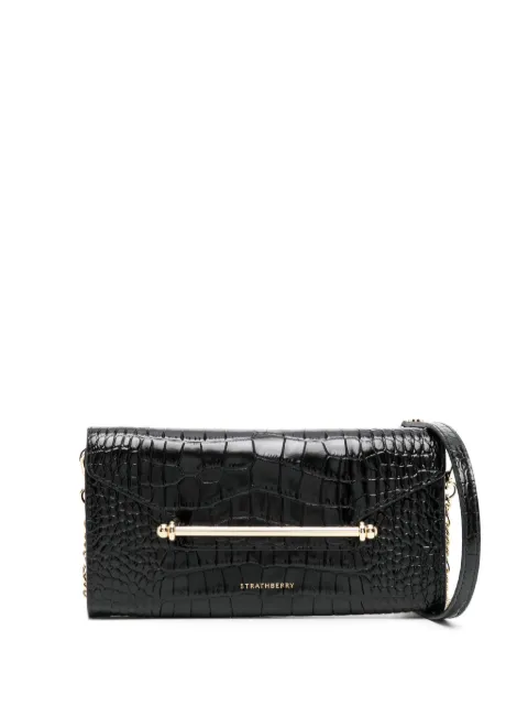 Strathberry Multrees embossed-crocodile clutch bag