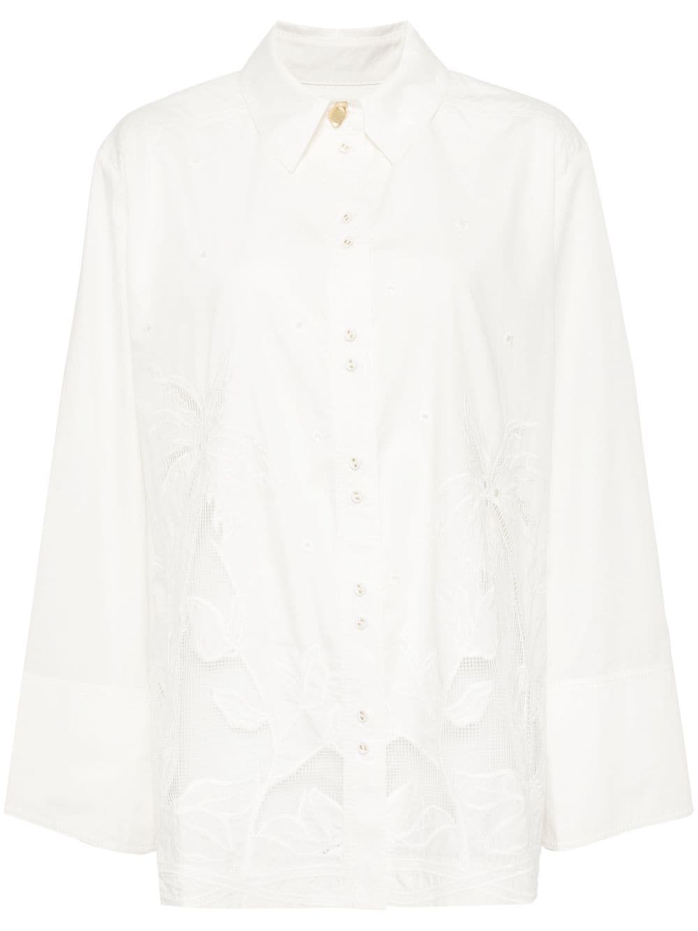 Aje Agua Lace-panelled Cotton Shirt In White