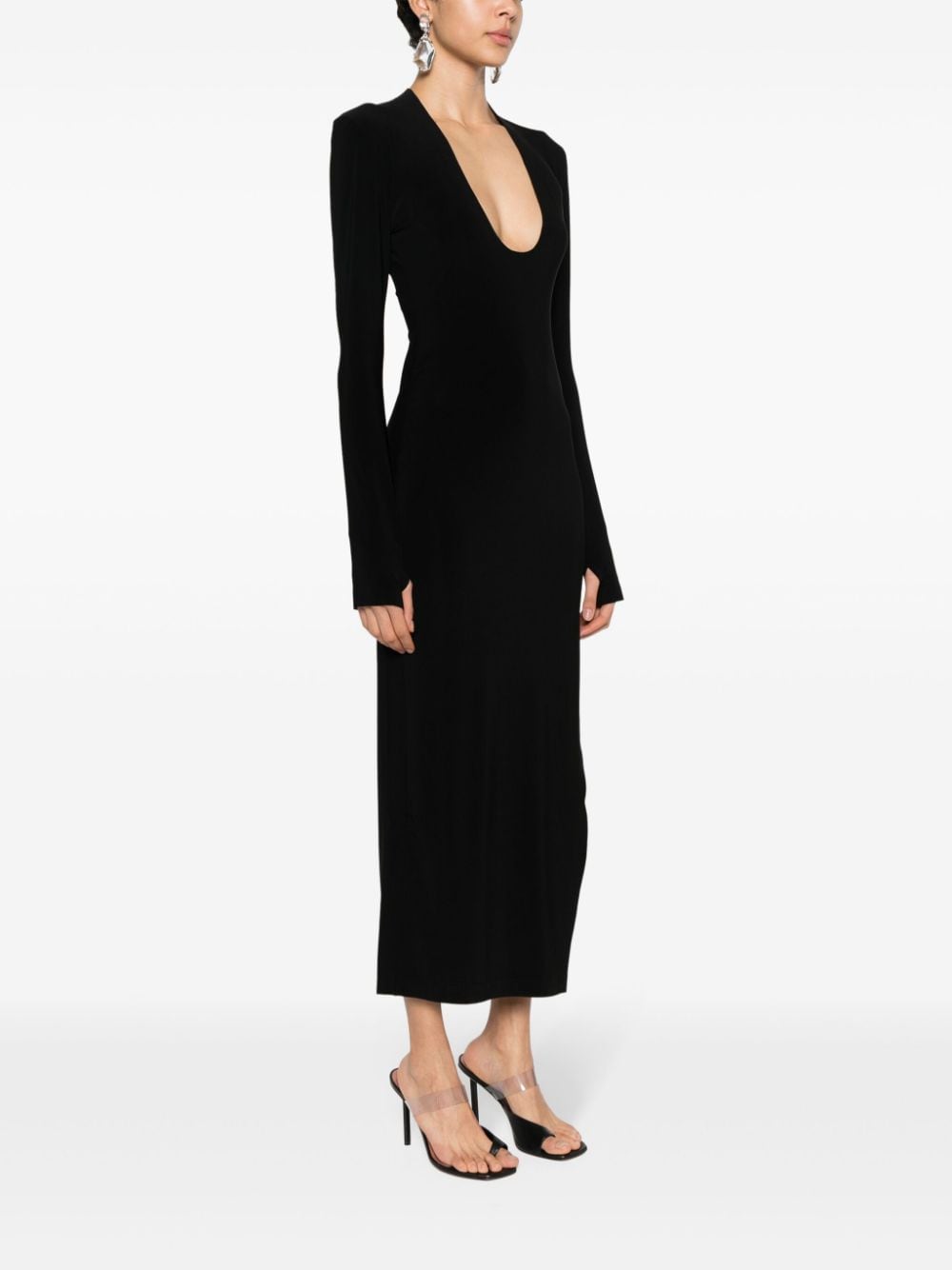 Shop Norma Kamali U-neck Maxi Dress In Black