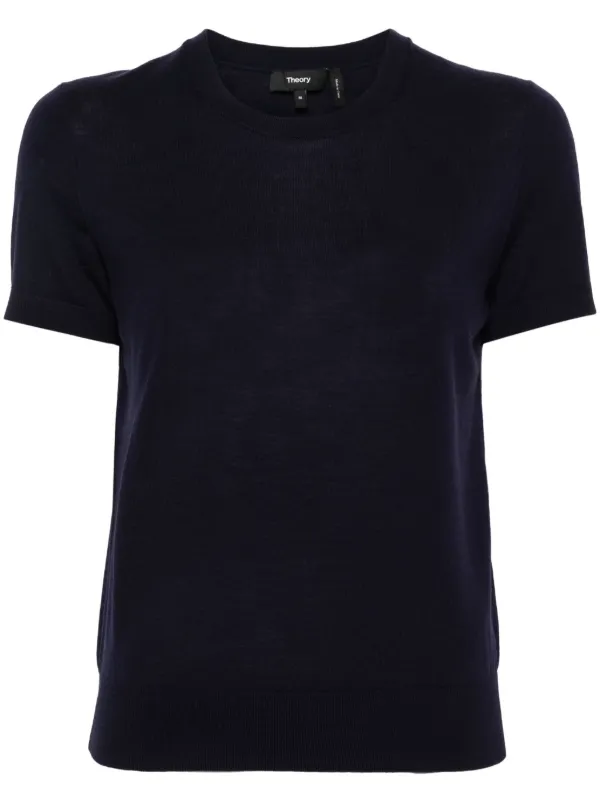 theory luxe 25SS 完売 ウォッシャブル ショートスリーブニット Theory ショートスリーブ ニットトップ | ブルー | FARFETCH JP