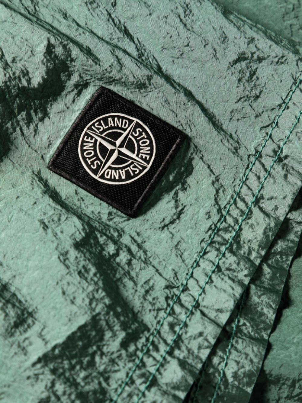 Shop Stone Island Compass-patch Swim Shorts In Green