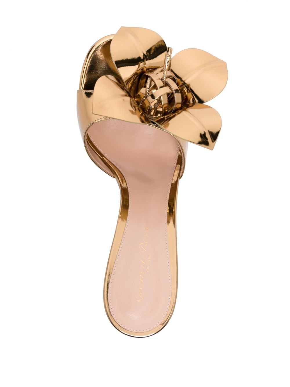 Shop Gianvito Rossi 100mm Faux-flower Appliqué Mules In Gold