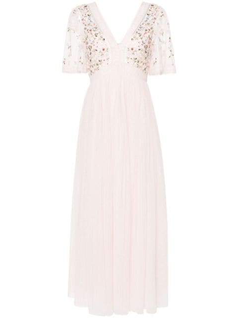 Needle & Thread Garland floral-embroidered tulle gown