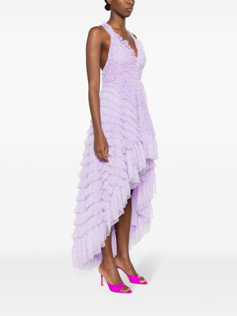Shop Needle & Thread Mia Cami Ruffled High-low Gown In Purple