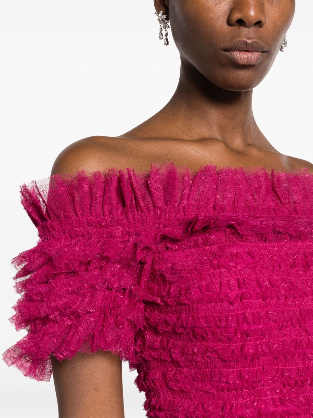 Needle & Thread Off-shoulder midi-jurk Roze