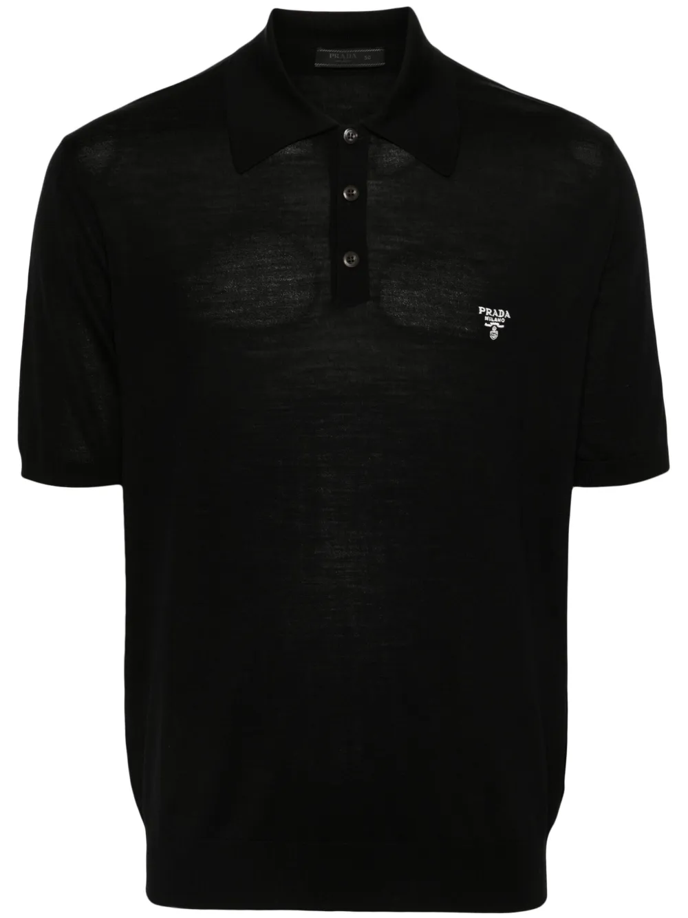 Prada logo-embroidered polo shirt – Black