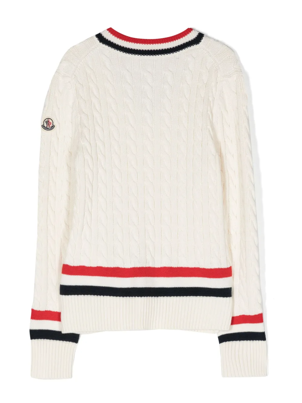 Moncler Enfant V-neck cable-knit jumper - Neutrals