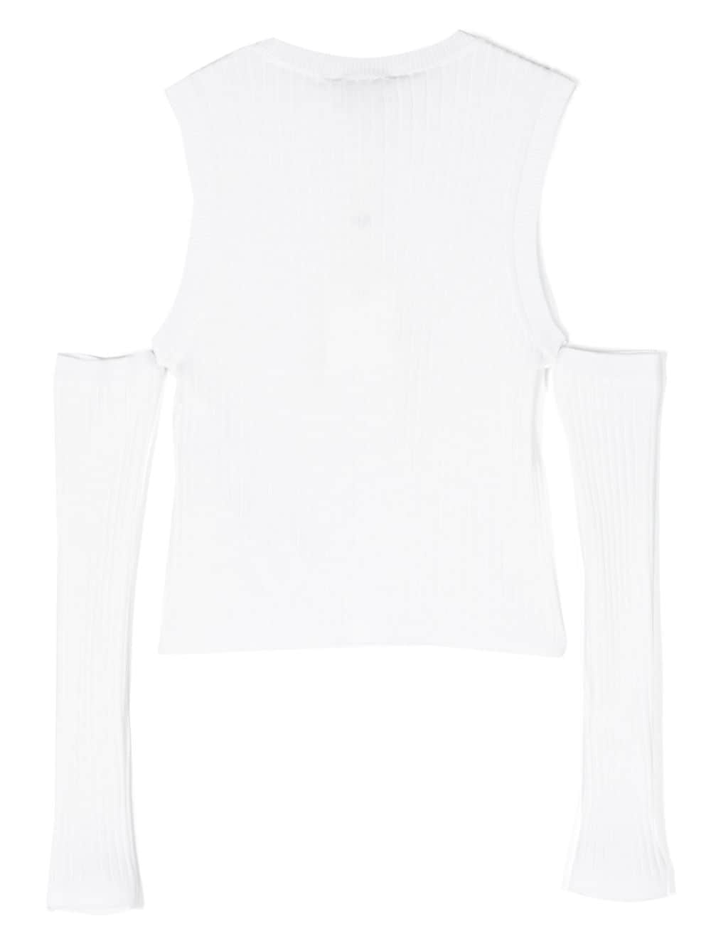 Shop Twinset Off-shoulder Knitted Top In White