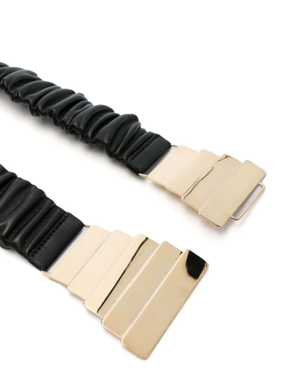 Shop Iro Gathered Leather Belt In Black