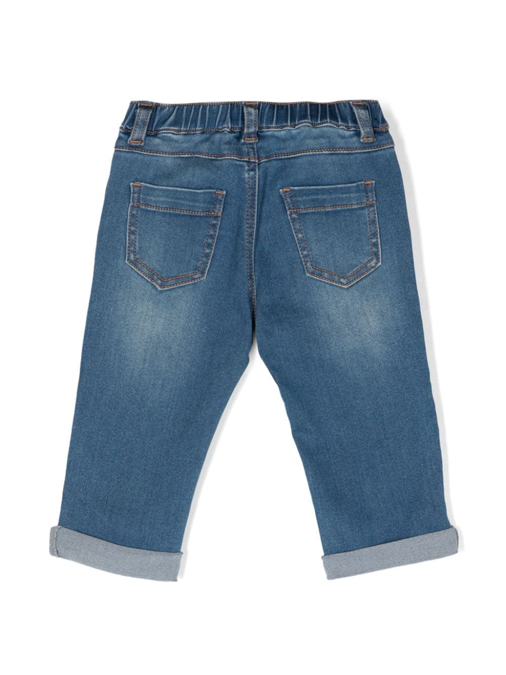 Moschino Kids patch-detail straight-leg jeans - Blauw