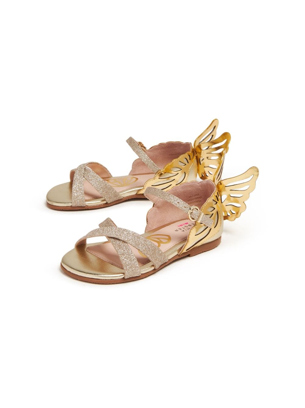 Shop Sophia Webster Mini Heavenly Wing-appliqué Leather Sandals In Gold