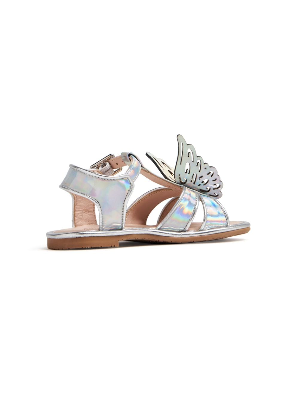 Shop Sophia Webster Mini Butterfly-detail Flat Sandals In Silver