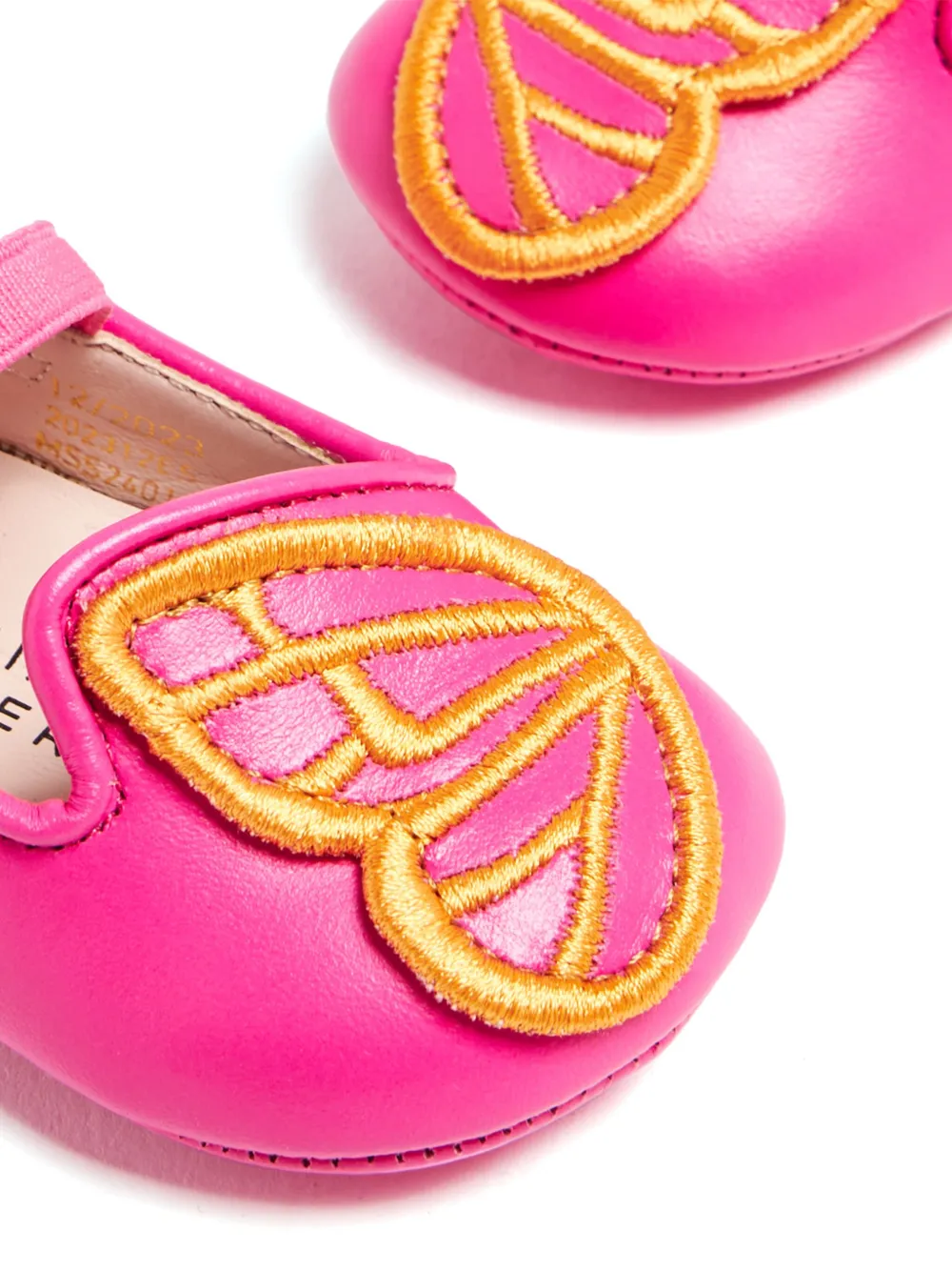 Shop Sophia Webster Mini Bibi Butterfly-patch Ballerina Shoes In 粉色