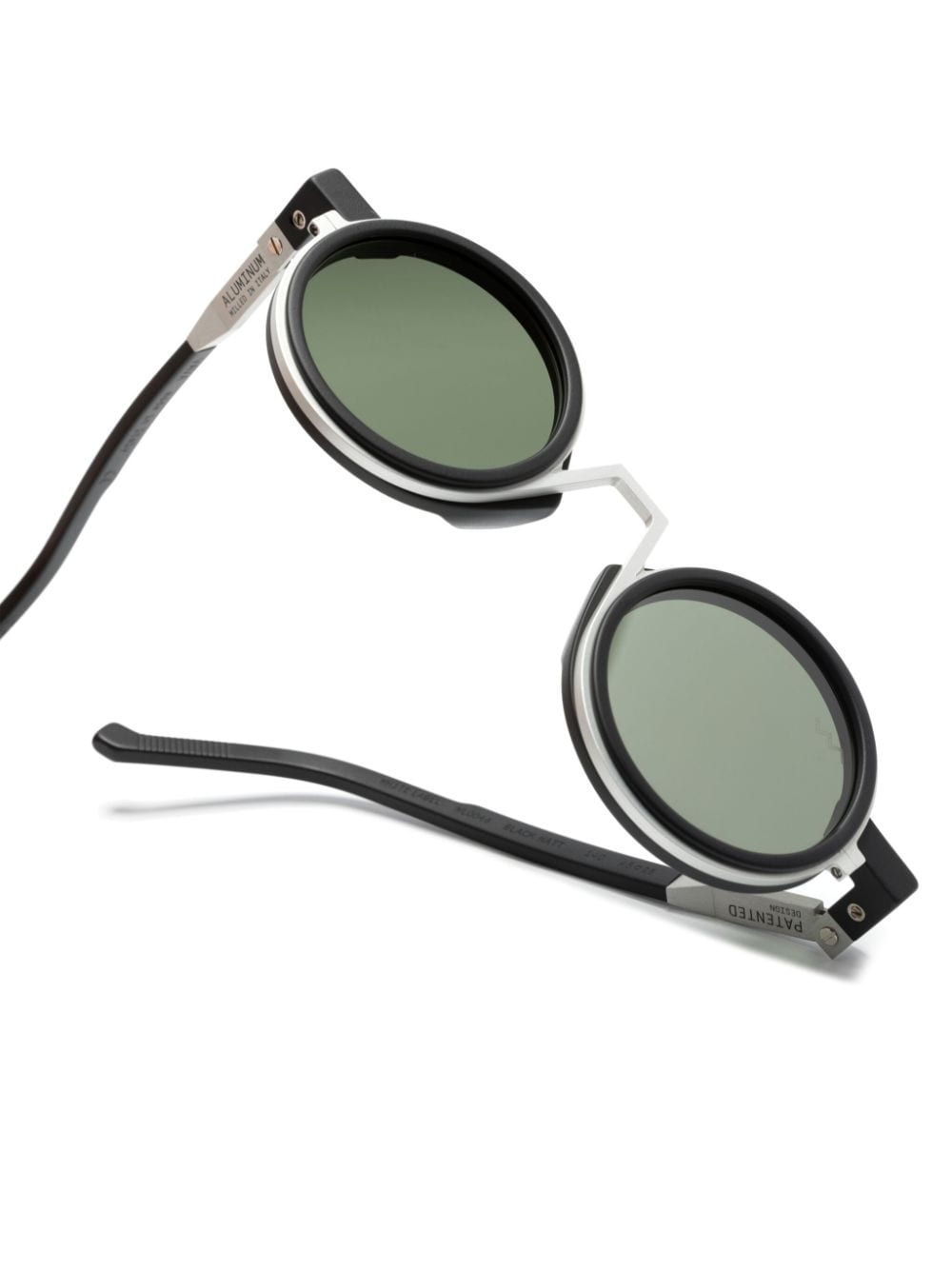 Shop Vava Eyewear Metal-brow Bar Round-frame Sunglasses In 黑色