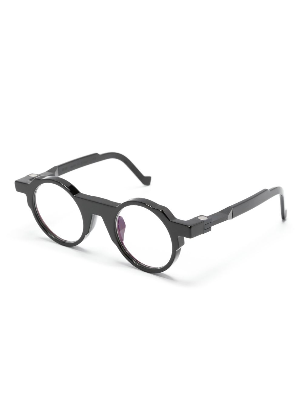 Shop Vava Eyewear Sculpted Round-frame Glasses In 黑色