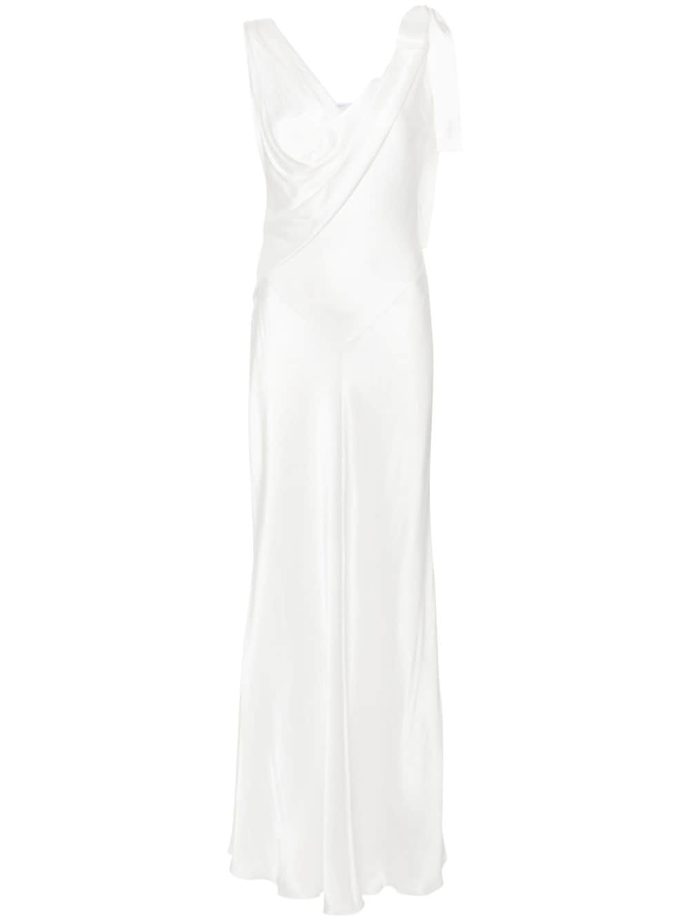 Alberta Ferretti Asymmetric Draped Gown In White