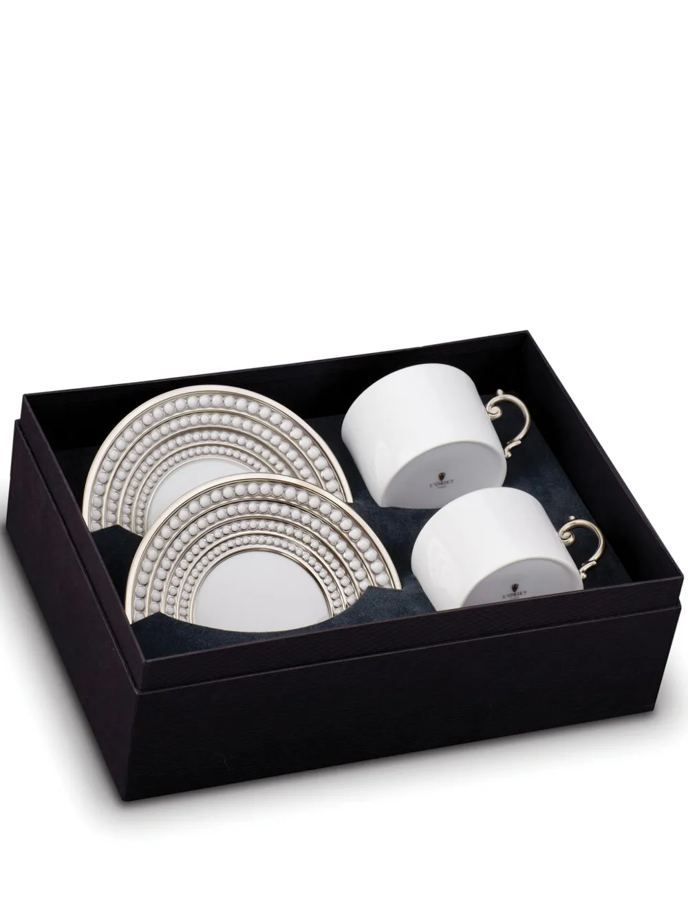 L'Objet Perlée tea cups and saucers (set of two) | White | Image 1