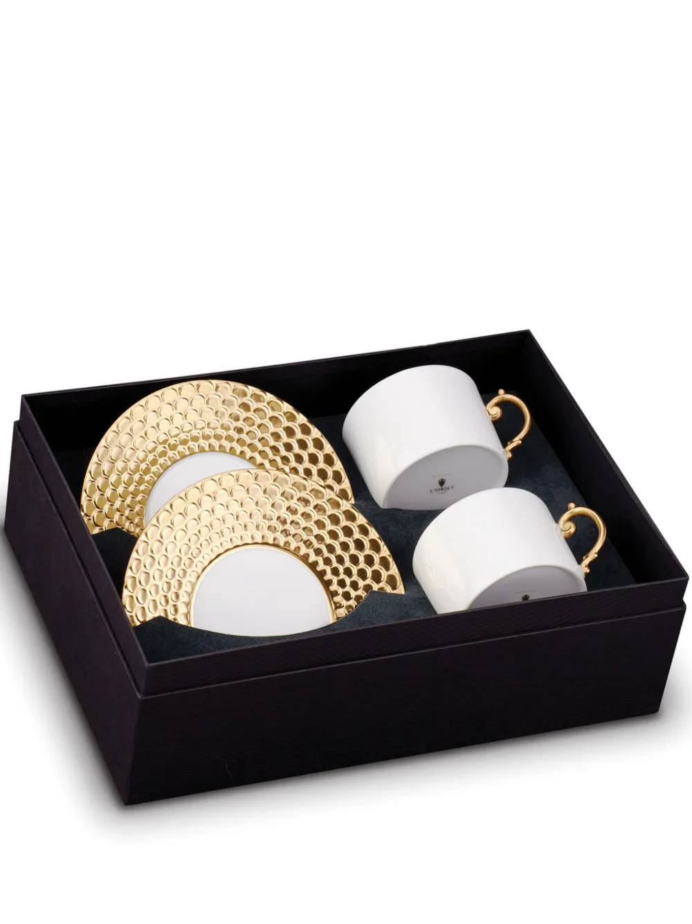 L'Objet Aegean tea cups and saucers (set of two) | White | Image 1