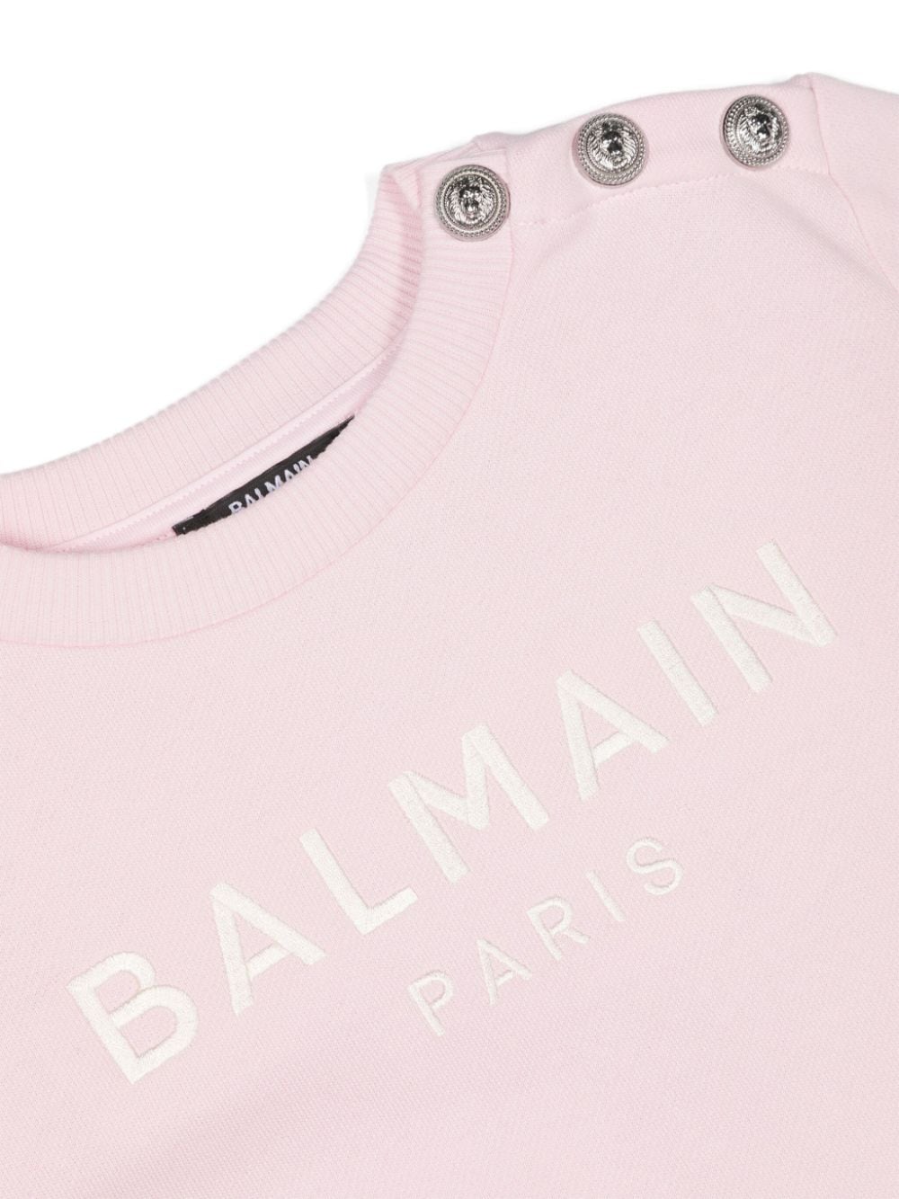 Shop Balmain Embroidered-logo Cotton Sweatshirt In Pink