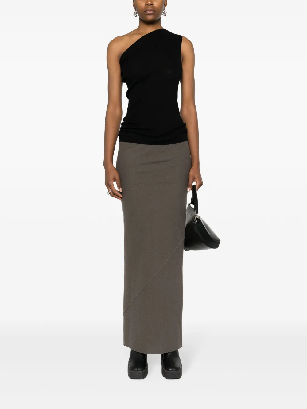 Rick Owens asymmetric-design wool top - Zwart