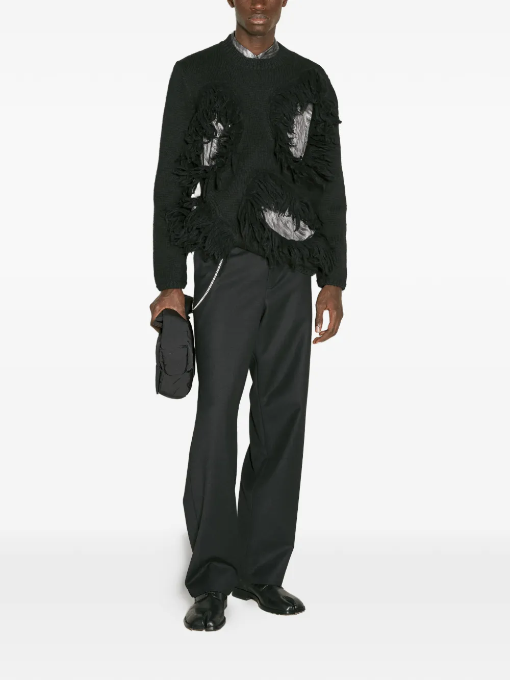 Comme des Garçons Homme Plus fringed sweater - Zwart