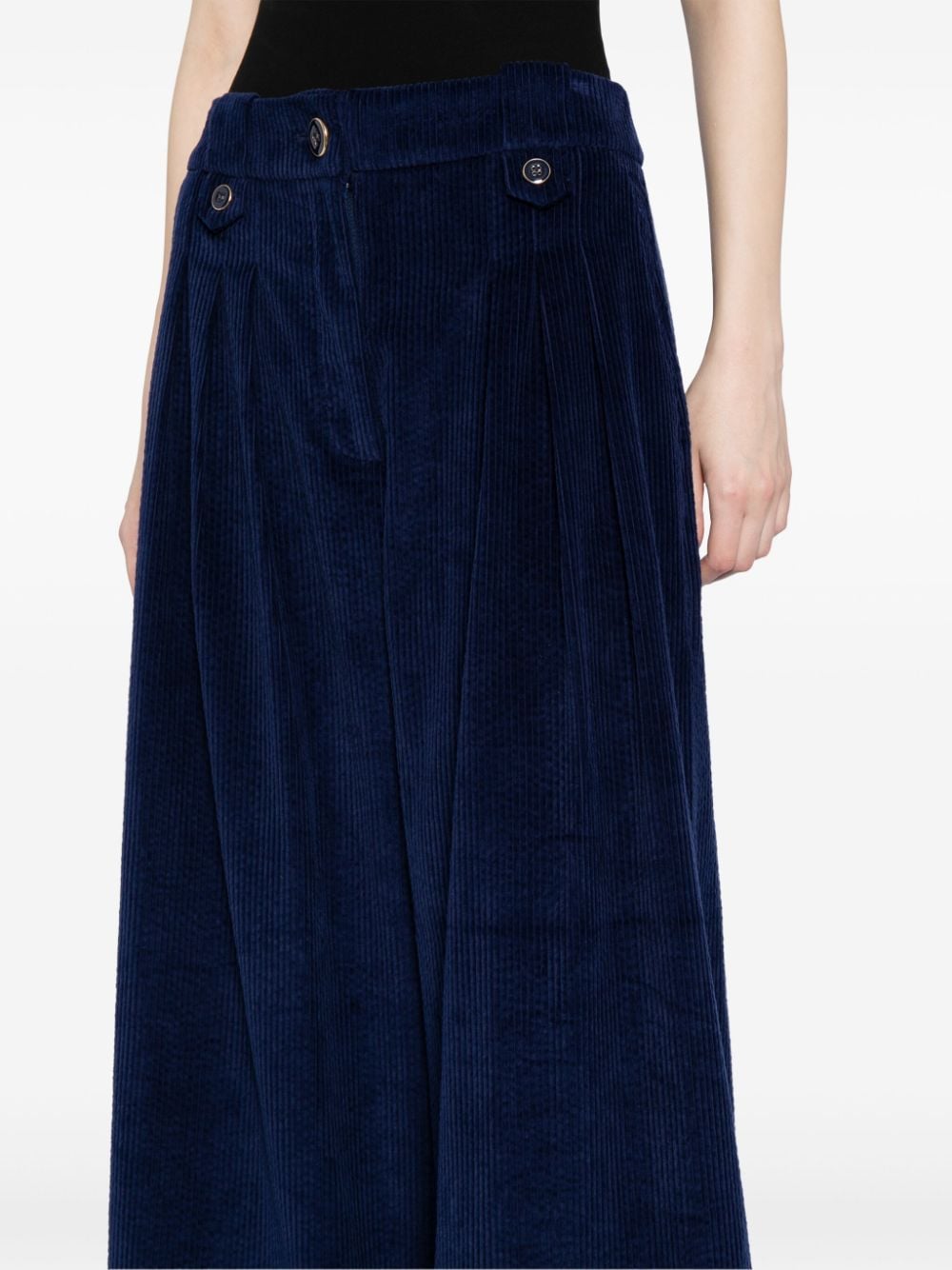 FARM Rio Ribfluwelen broek met wijde pijpen Blauw