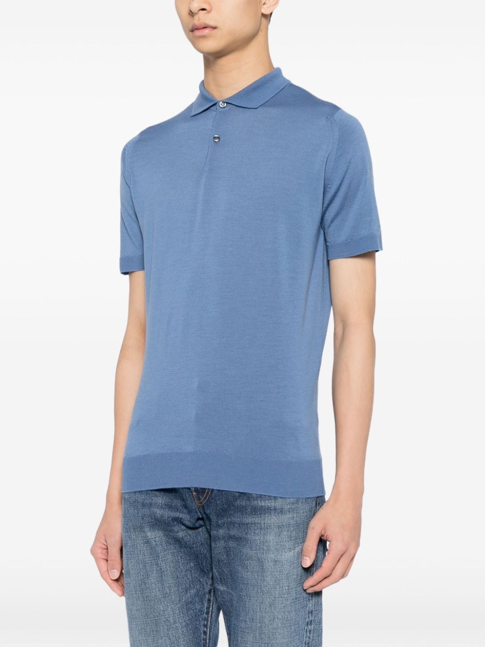 Shop John Smedley Payton Merino-wool Polo Shirt In Blau