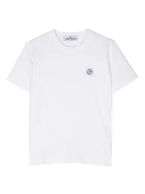 Moncler Enfant Camiseta De Algodão Com Patch De Logo | Branco