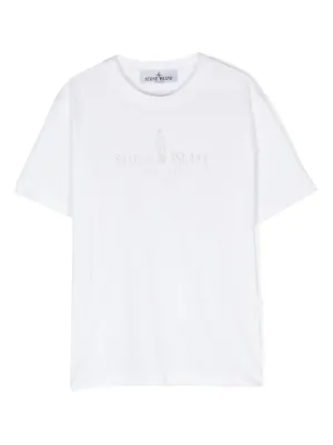Moncler Enfant logo-patch Cotton T-shirt | White | FARFETCH