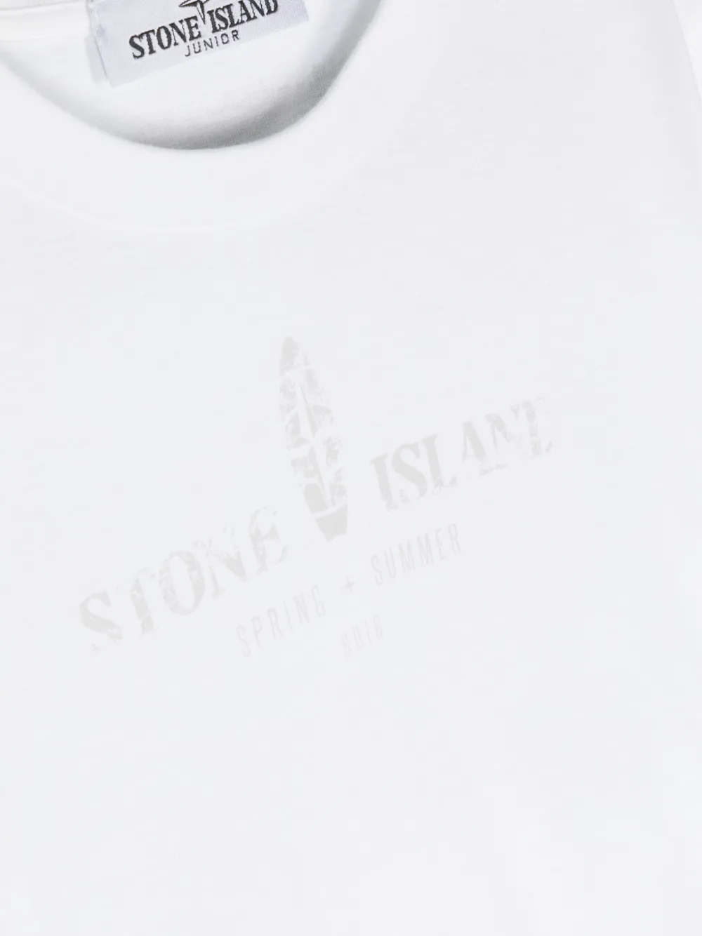 Stone Island Junior T-shirt met Compass-patroon Wit