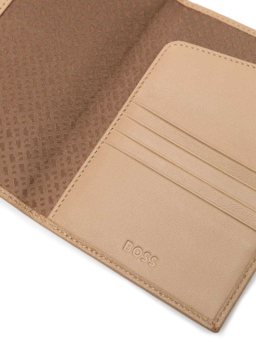Shop Hugo Boss Grained-leather Passport Holder In Brown