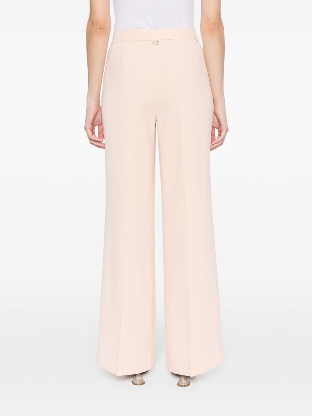 Shop Twinset Crepe Palazzo Pants In Neutrals