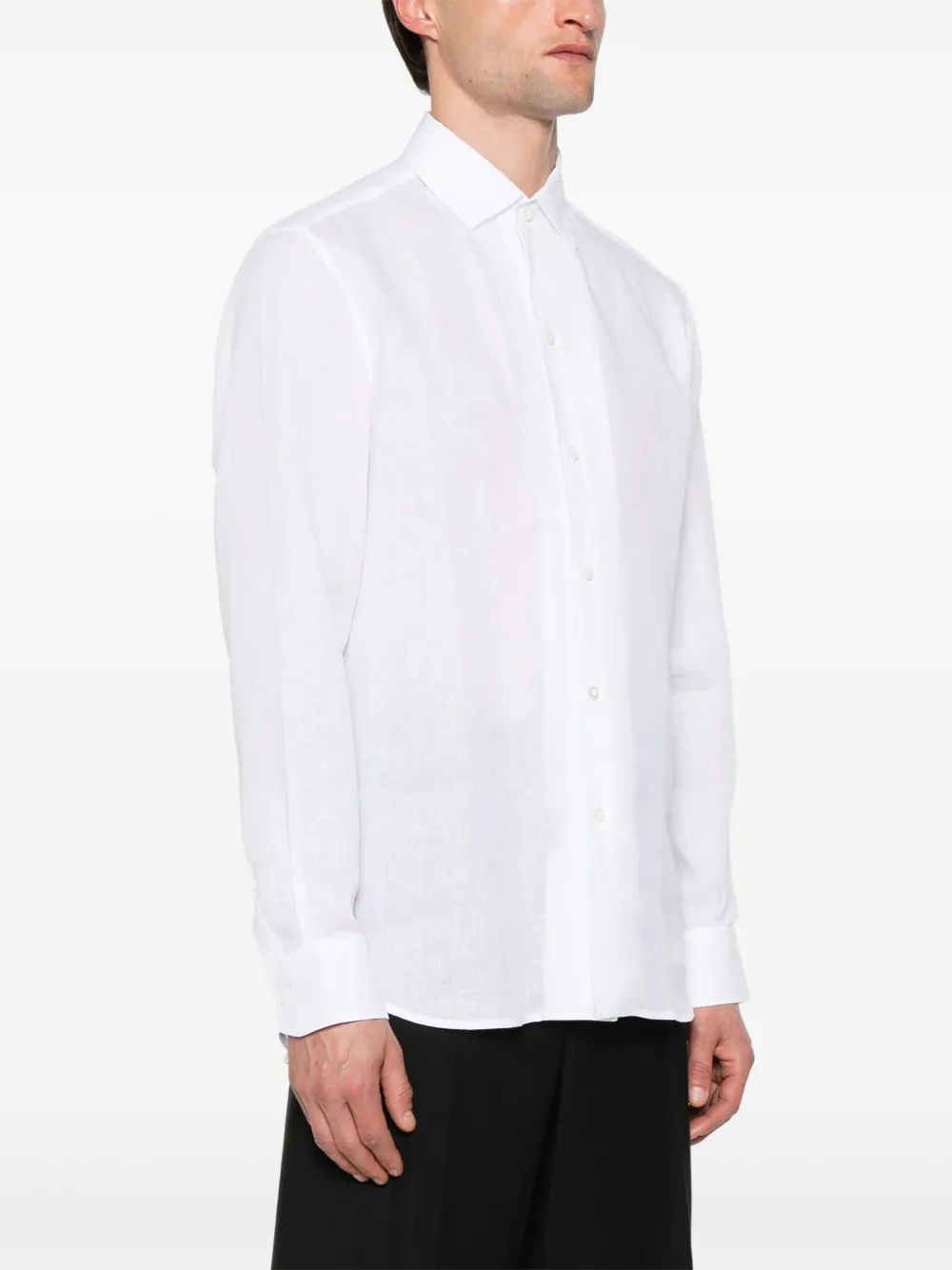 Shop Brioni Slub-texture Linen Shirt In 白色