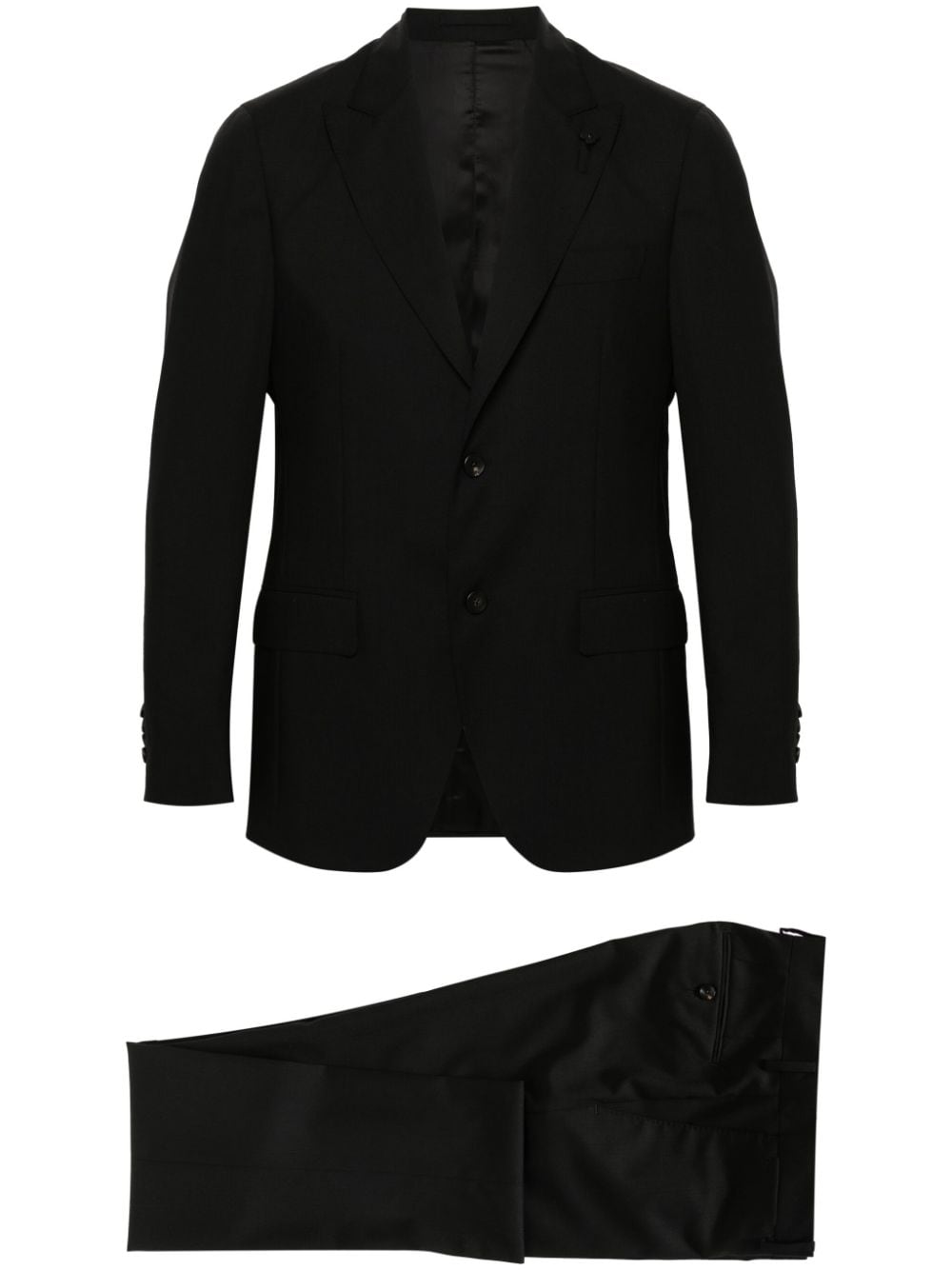 Lardini Single-breasted Wool Suit In Black