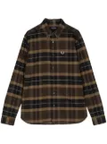 Fred Perry embroidered-logo check-print shirt - Brown