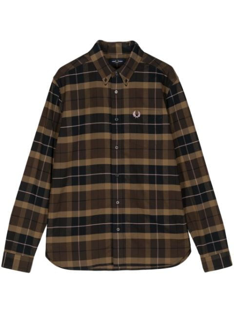 Fred Perry embroidered-logo check-print shirt