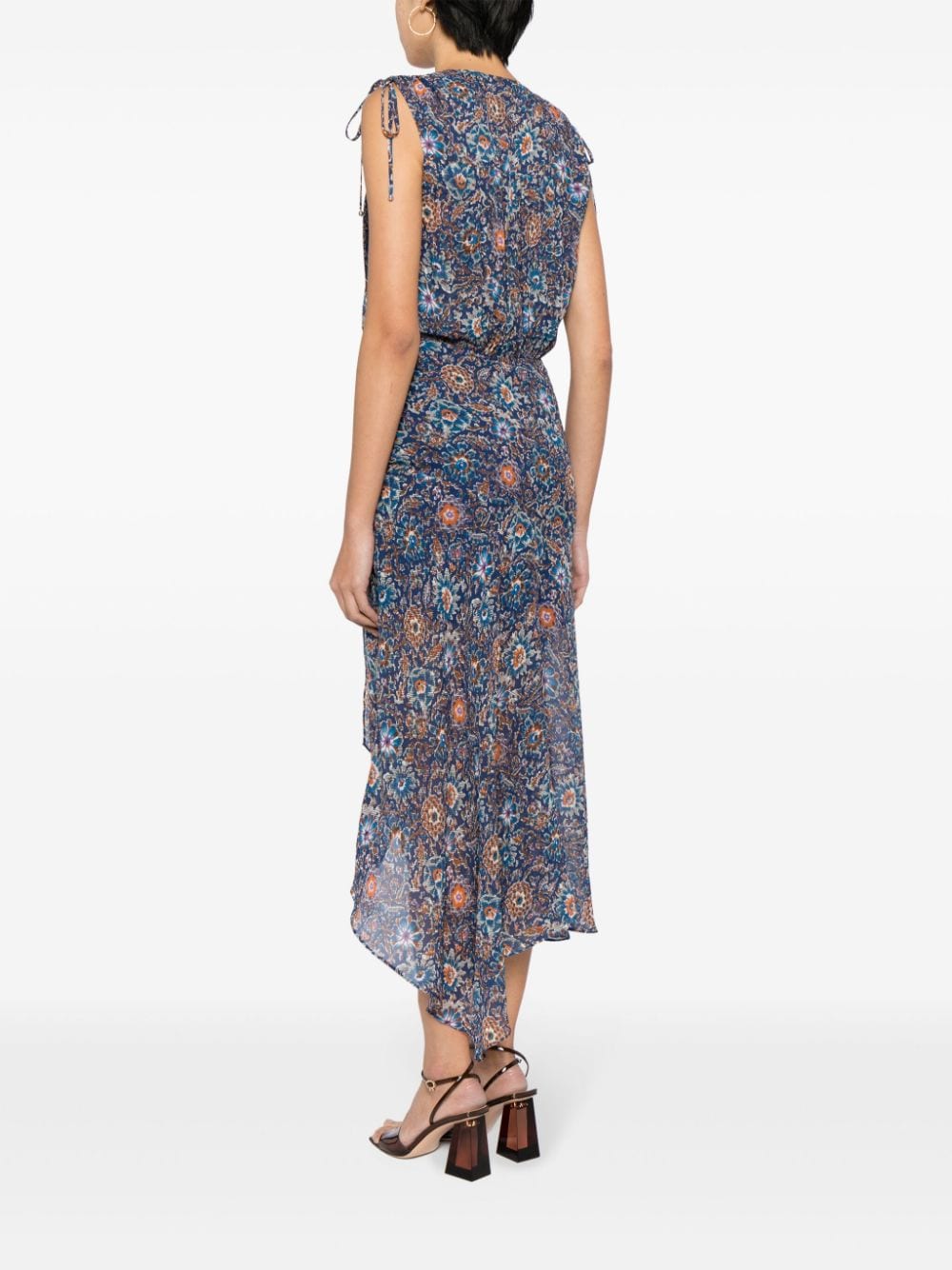 Shop Veronica Beard Dovima Floral-print Dress In Blue