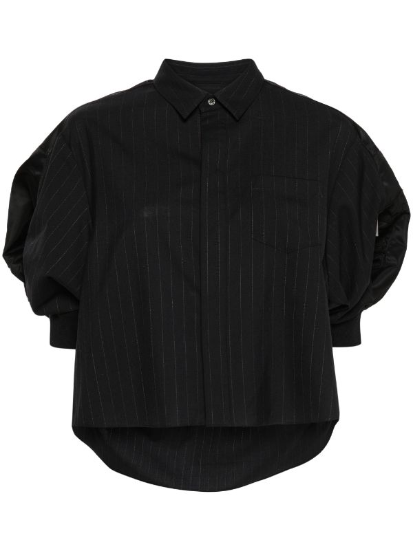 Sacai Pinstripe Cropped Shirt - Farfetch