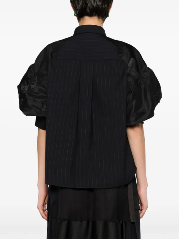 Sacai ピンストライプ クロップド シャツ | ブルー | FARFETCH JP