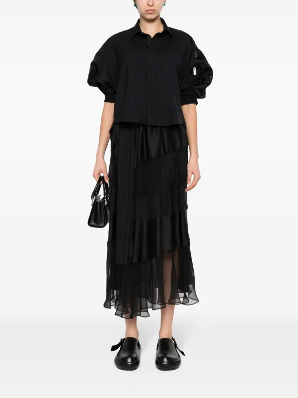 Sacai ピンストライプ クロップド シャツ | ブルー | FARFETCH JP