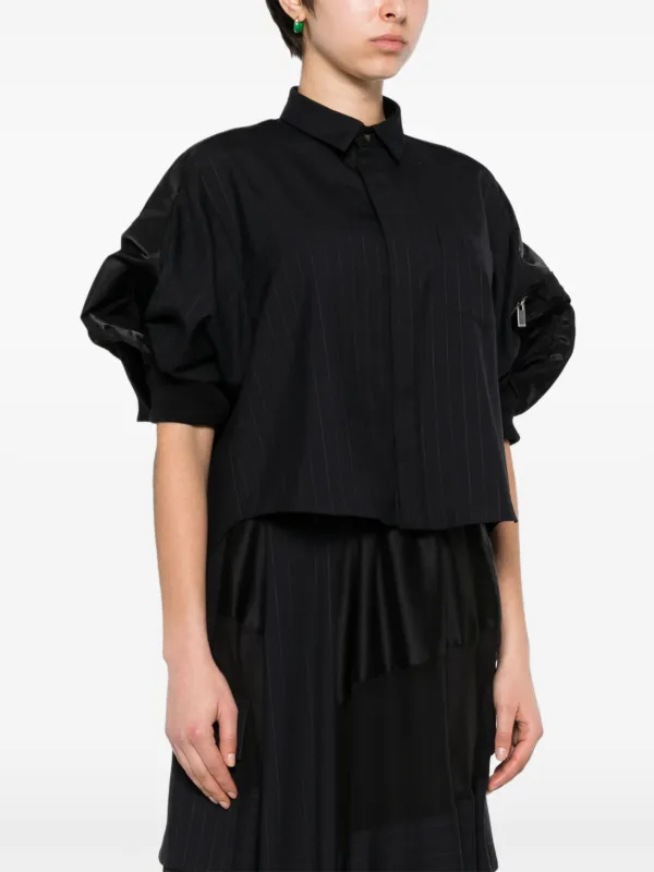 Sacai ピンストライプ クロップド シャツ | ブルー | FARFETCH JP