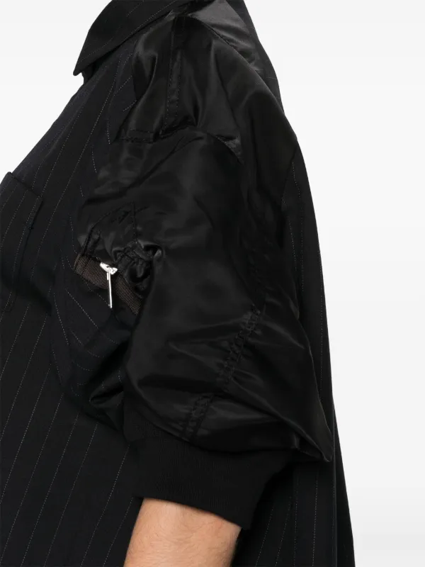 Sacai Pinstripe Cropped Shirt | Blue | FARFETCH
