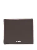 BOSS logo-plaque leather wallet - Brown