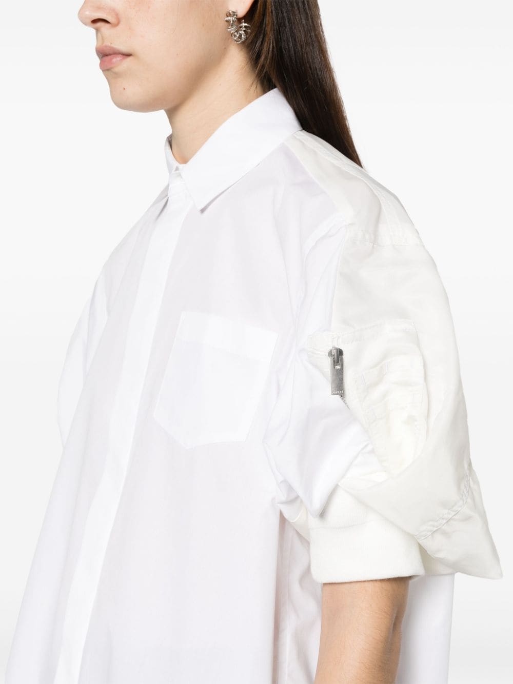 Shop Sacai Puff-sleeve Poplin Minidress In White