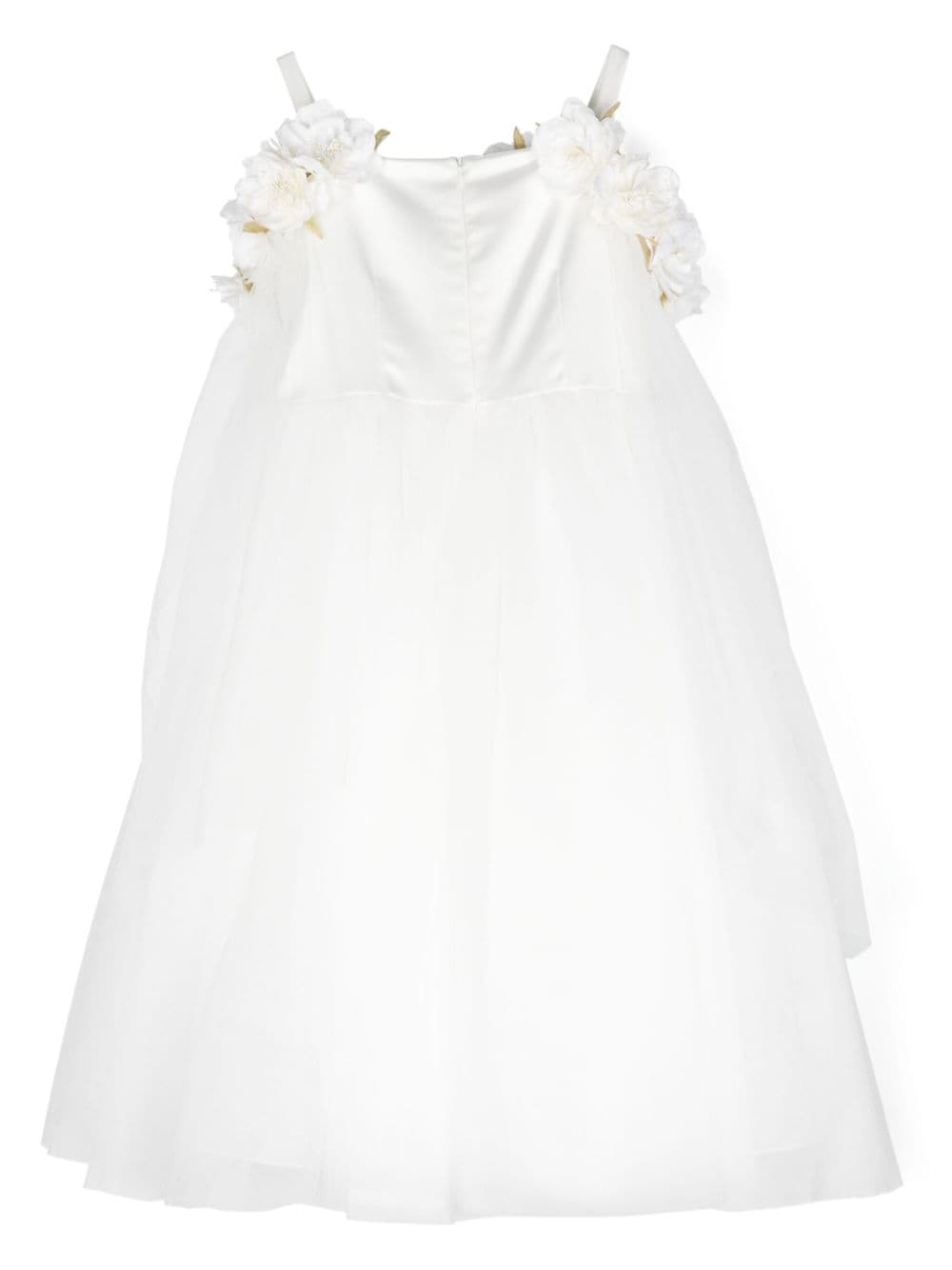 Shop Colorichiari Floral-appliqué Dress In White
