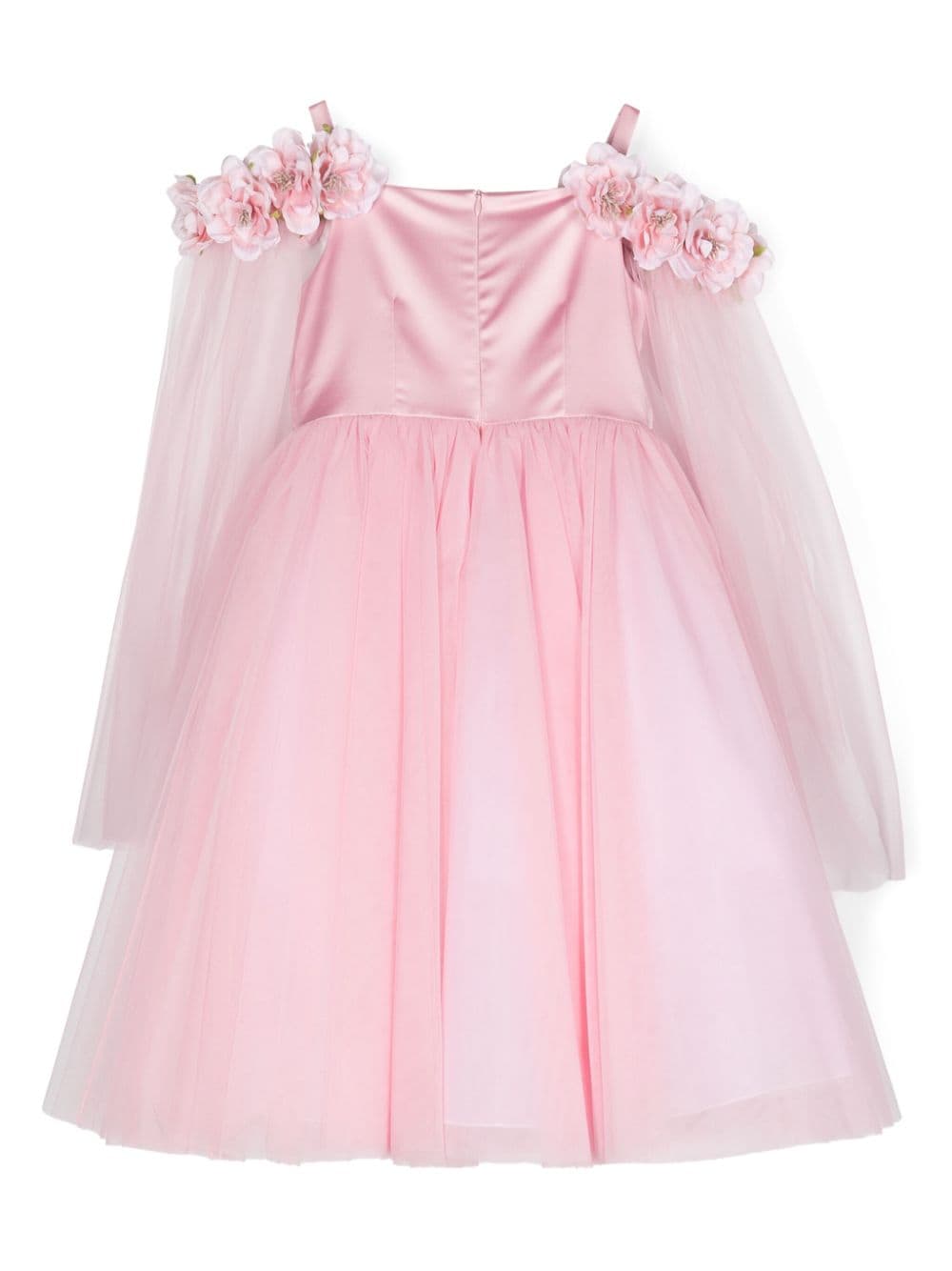 Shop Colorichiari Floral-appliqué Tulle Dress In Pink