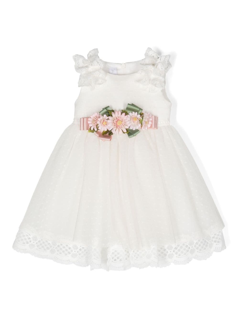 Colorichiari Babies' Floral-appliqué Dress In White