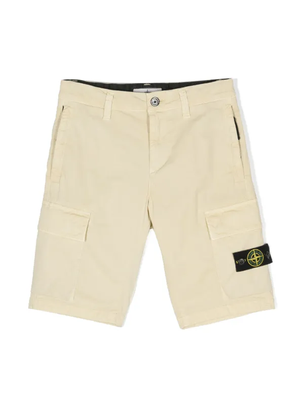 STONE  ショーツ S コンパスロゴ Stone Island Junior コンパスモチーフ カーゴショーツ | ニュートラル